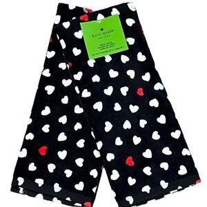 Kate Spade - ‘Black Hearts’ Dish Towels (2) NWT. Firm!